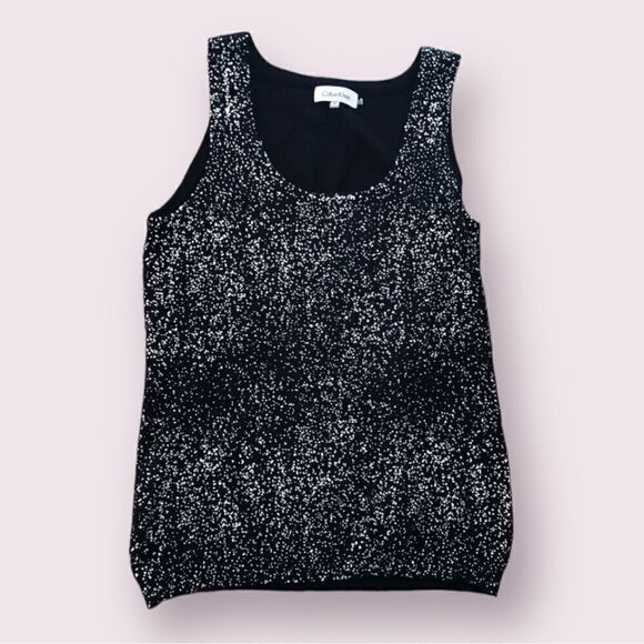 Calvin Klein Tops - (3/$15) Calvin Klein Black Silver Ribbed Neck Tank Top
